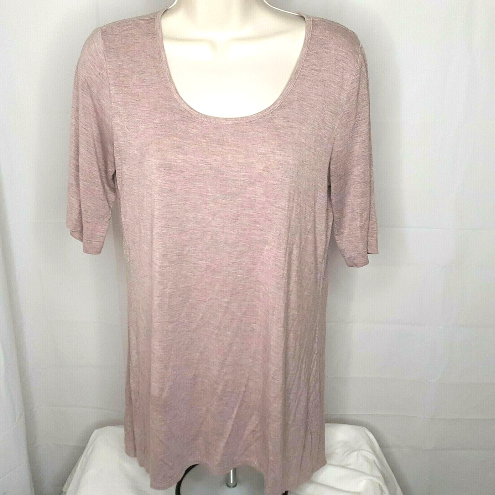 Willi Smith Top Womens S Brown Short Sleeve Stretchy Hi-Lo Knit Blouse